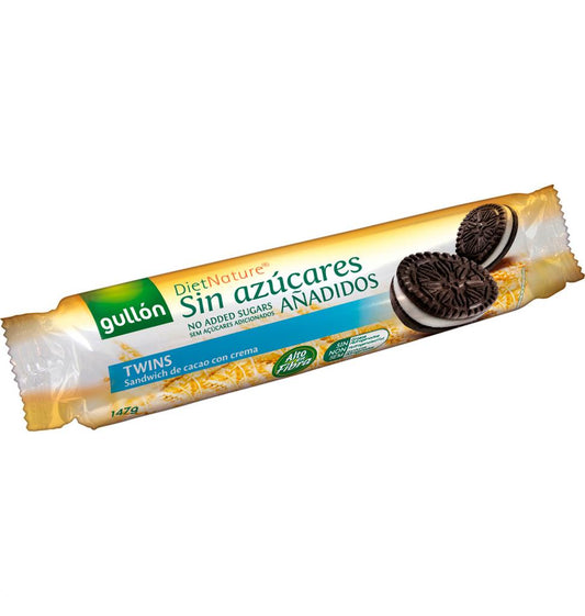 Galleta Sin Azucar Gullon Twins Cacao Con Crema 147g