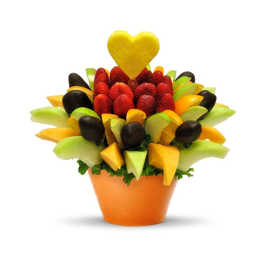 Jardin de frutas con chocolate