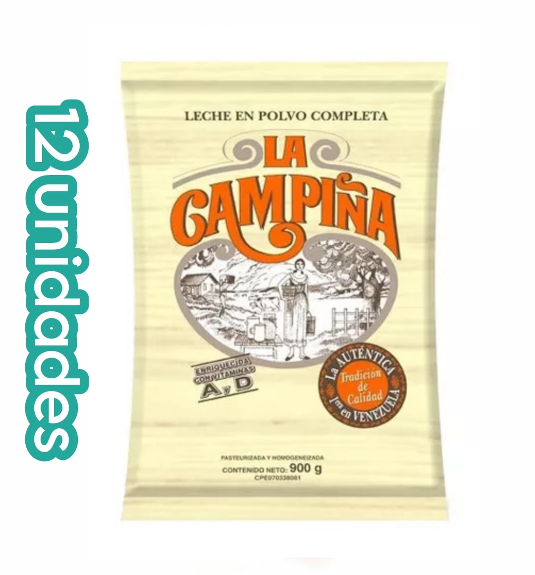 Bulto 12 Leche En Polvo La Campiña 900g