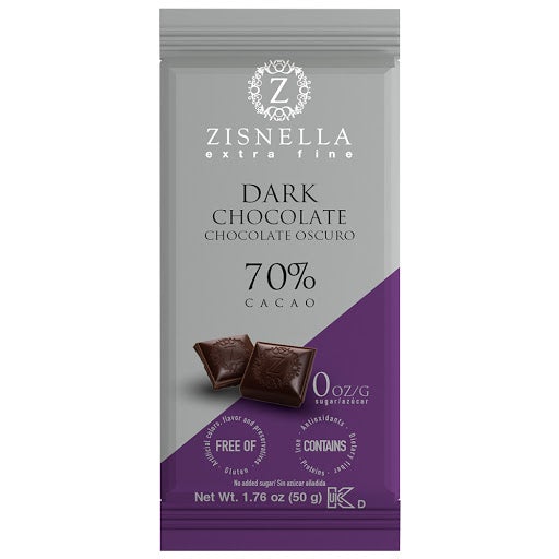 Chocolate Sin Azucar Zisnella Oscuro 0,7 Cacao 50G