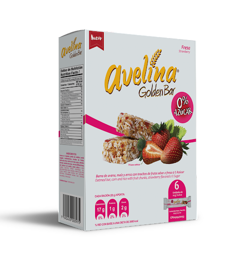 Avelina Golden Bar Sin Azucar Fresa 132g